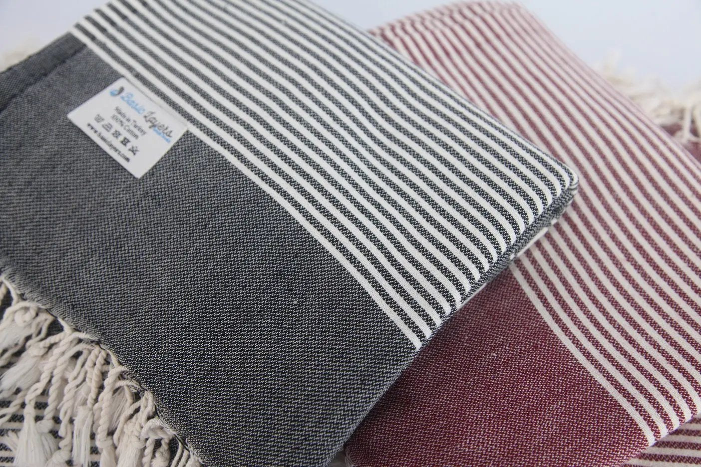 Burgundy Monte Carlo Turkish Towel 40 Inch by 70 Inch Hand Loomed 100 Percent Natural Cotton - Love Salve